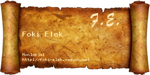 Foki Elek névjegykártya